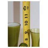 Set of 3 Green Glass Vases with Elegant Design