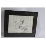 Paula Beck Signed Artwork on Black Framed Board