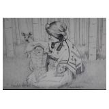 Paula Beck Signed Artwork on Black Framed Board