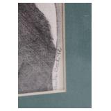 Paula Beck Signed 1992 Pencil Drawing of Native American on Horse