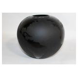 Matte Black Globe Vase with World Map Design