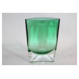 Elegant Green Art Glass Vase with Clear Base