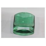 Elegant Green Art Glass Vase with Clear Base
