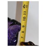 Set of 2 Female Form Art Glass Sculptures in Purple and Amber