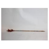 Vintage Handmade Wooden Arrow with Stone Tip and Feather Fletching
