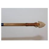 Vintage Handmade Wooden Arrow with Stone Tip and Feather Fletching