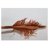 Vintage Handmade Wooden Arrow with Stone Tip and Feather Fletching