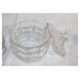 Collection of 3 Glass Bottles and Lidded Jar