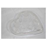 Set of 2 Vintage Glass Dishes - Round and Heart Shaped