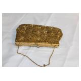 Vintage Gold Beaded Josef Purse with Satin Lining