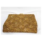 Vintage Gold Beaded Josef Purse with Satin Lining