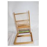 Wooden Tabletop Weaving Loom with Colorful Fabric