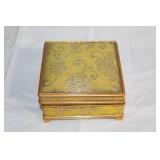 Vintage Embroidered Jewelry Box with Mirror