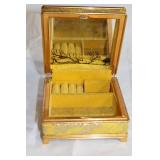 Vintage Embroidered Jewelry Box with Mirror