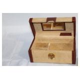 Beige and Brown Jewelry Box Set with Compartments and Mirror