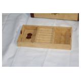 Beige and Brown Jewelry Box Set with Compartments and Mirror