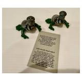 Gazelle Glass Hand Blown Art Glass Frog Salt & Pepper Shakers