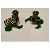 Gazelle Glass Hand Blown Art Glass Frog Salt & Pepper Shakers