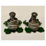 Gazelle Glass Hand Blown Art Glass Frog Salt & Pepper Shakers