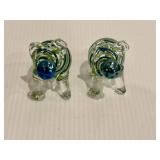 Hand Blown Glass Pig Salt & Pepper Shakers