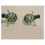 Hand Blown Glass Pig Salt & Pepper Shakers