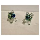 Hand Blown Glass Pig Salt & Pepper Shakers