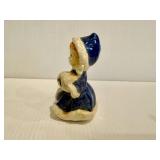 Vintage Figurine Girl in Blue Coat with Muff