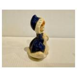 Vintage Figurine Girl in Blue Coat with Muff