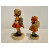 GOEBEL HUMMEL "School Girl" & "Girl with Fir Tree" Figurines