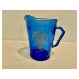 Vintage Shirley Temple Cobalt Blue Small Glass Pitcher