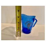 Vintage Shirley Temple Cobalt Blue Small Glass Pitcher