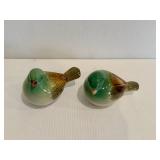 Pair of Green & Brown Ceramic Birds