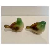 Pair of Green & Brown Ceramic Birds