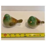 Pair of Green & Brown Ceramic Birds
