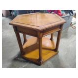 Vintage Hexagon Wood Side Table