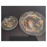 Two Dotted Floral Glass Plates
