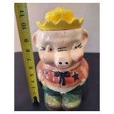 Vintage Roseville Pottery Sheriff Pig Cookie Jar