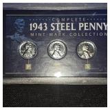 1943 Steel Penny Mint Mark Set and 20th Centrury Coin Collection