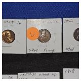 11 Carded Wheat Pennies & 1989 Mint Proof Set
