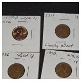 11 Carded Wheat Pennies & 1989 Mint Proof Set