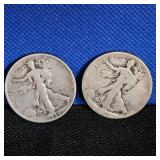 1928-S, 1934-S, Walking Liberty, Worn