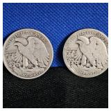 1928-S, 1934-S, Walking Liberty, Worn