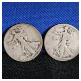 1927-S, 1929-S Walking Liberty, Worn
