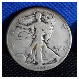 (2) 1929-D Walking Liberty Halves, Worn