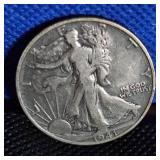 1941-D Walking Liberty Half Dollar, XF