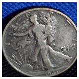 1941-D Walking Liberty Half Dollar, XF