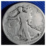 1917-D, Walking Liberty Half Dollar, XF