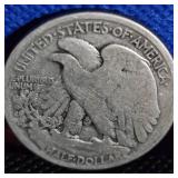 1917-D, Walking Liberty Half Dollar, XF