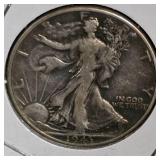 (2) 1943, Toned, Walking Liberty Half $
