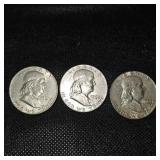 (3) Franklin Half Dollars, 61-63